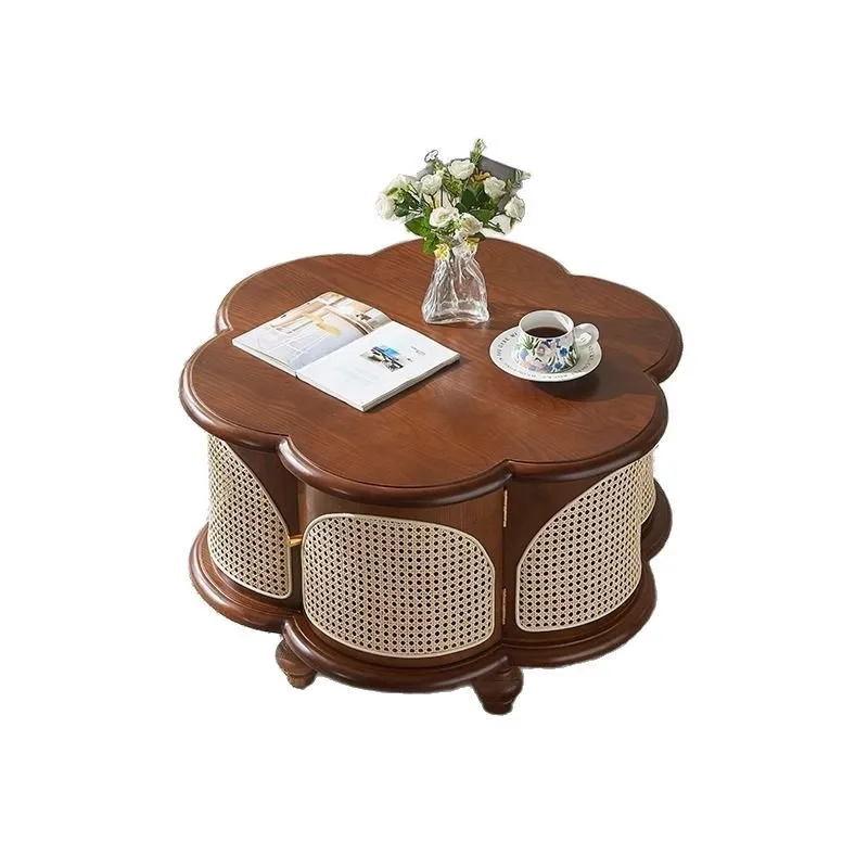 طاولة القهوة الفرنسية الرجعية الروطان شقة صغيرة المنزلية العتيقة طاولة شاي صغيرة #1