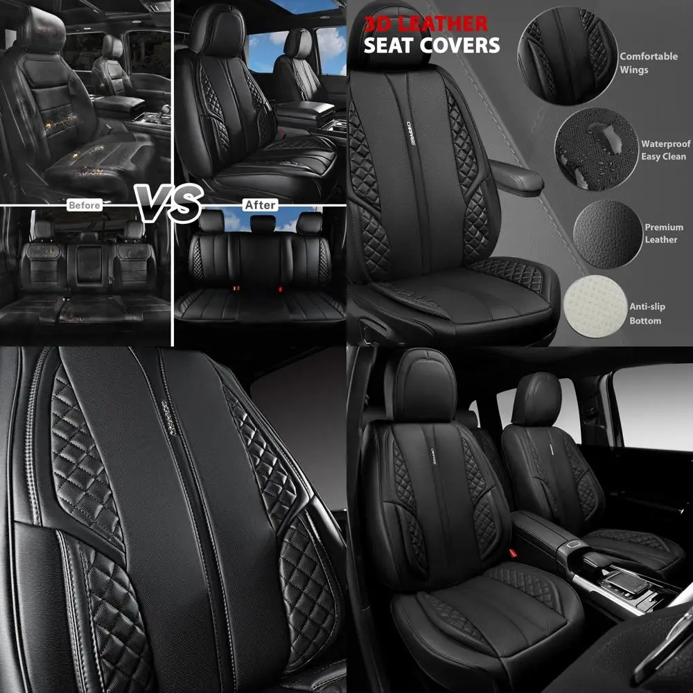 

Чехлы на автомобильные сиденья из искусственной кожи Nappa, полный комплект, водонепроницаемая защита, прочная мягкая, универсальная, подходит для седана, внедорожника, пикапа, автомобиля