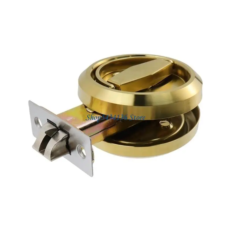 

H7ED Concealed Round Recessed Door Handles Safety Door Locks Indoor Circular Pull Rings Lock for Sliding Partition Doors