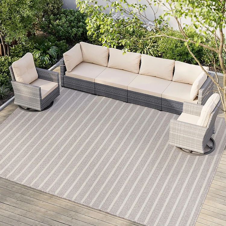 2026 Weatherproof Grey Colour Polypropylene Rugs Garden Water Resistant Anti-uv Braided Terrace Custom Patio Outdoor Carpetpromo