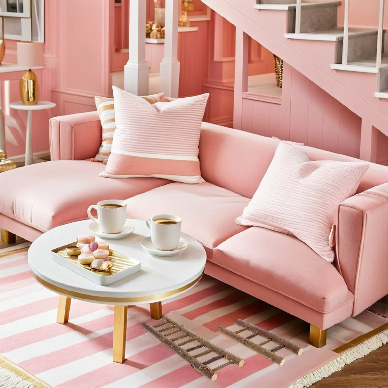 

2 шт. миниатюрные деревянные лестницы, реалистичное исполнение, прочные, легкие, для кукольного домика, ландшафтного декора, миниатюрного дома