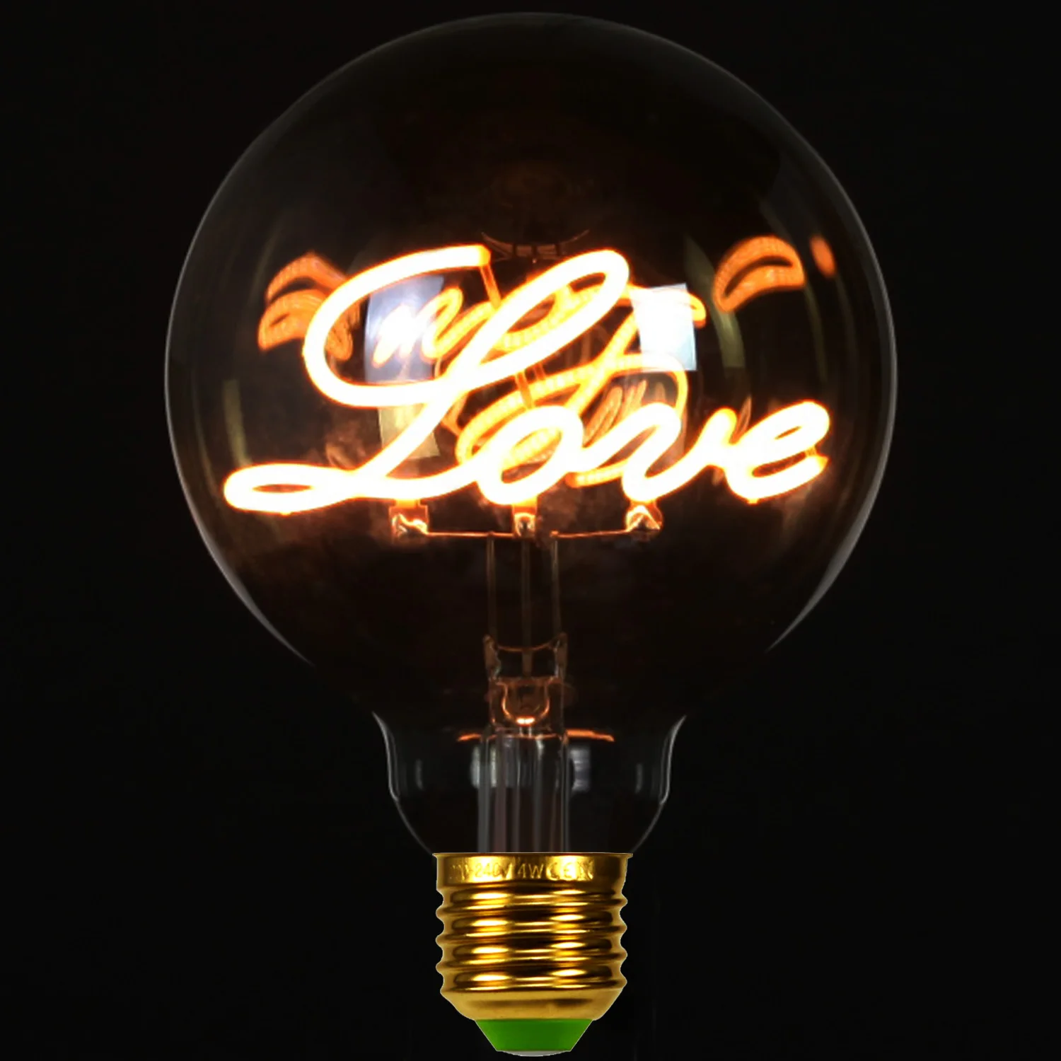 Retro Edison Bulb Dimmable E27 220V 110V 4W G95 Love Letter Light Home Decor LED Filament Bulb