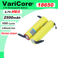 VariCore HE4 2500mAh Li-lon Battery 18650 3.7V Power Rechargeable batteries +DIY Nickel sheet