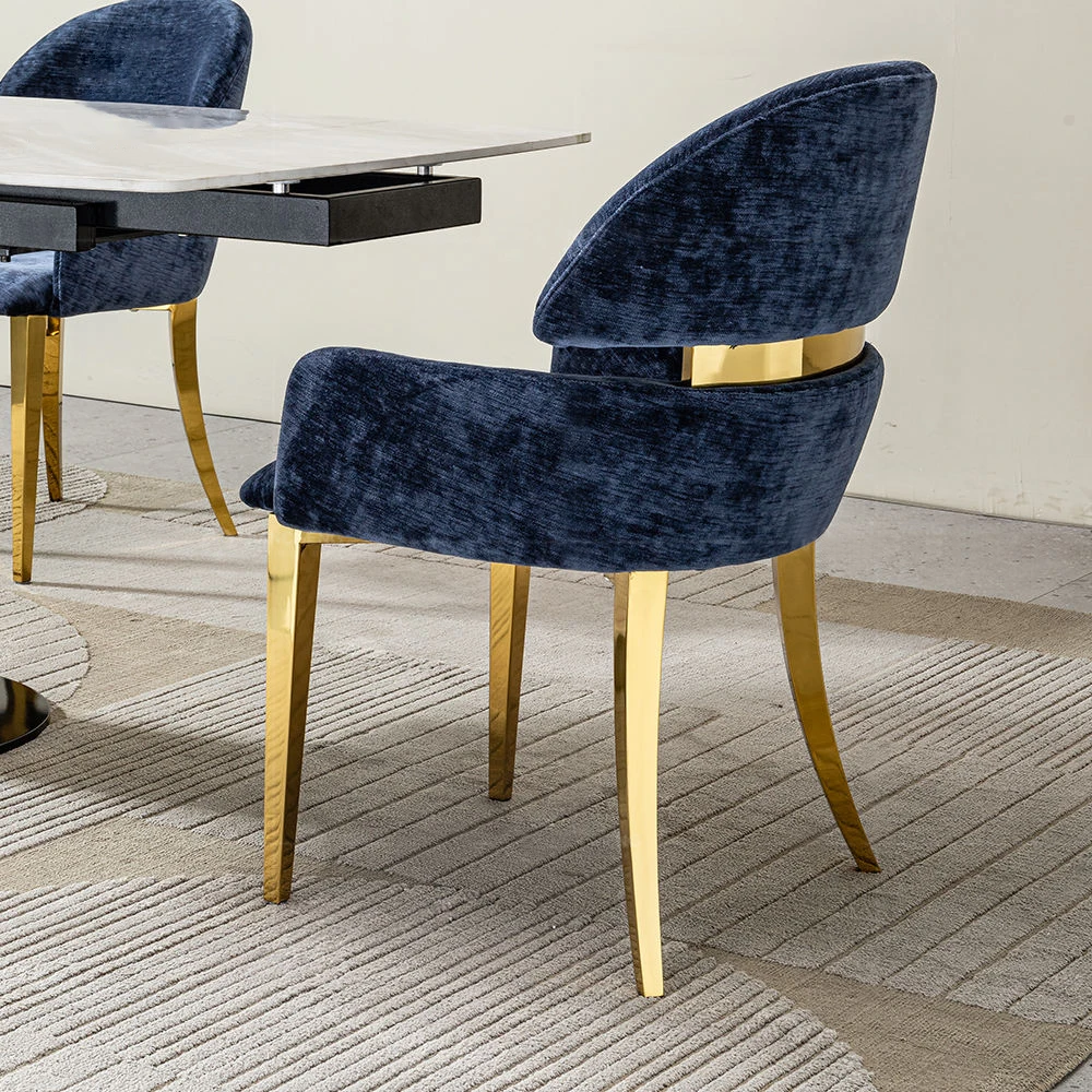 &c Italian Minimalist Fashion Foshan-Lecong-Dining-Chair Factory Luxury High-Grade Furniture Blue Leisure Restaurant Chair