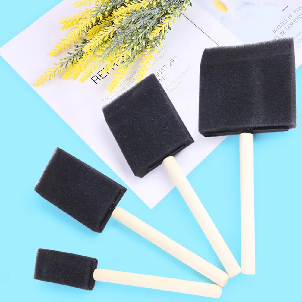 

12 Pcs Sponge Paint Brush Wooden Handle Craft Painting Tools Foam Brushes Kit Varnish Applicator for Kids Art Supplies