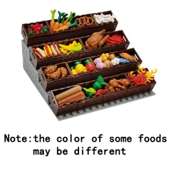 Food Hamburger Fries Accessories Friends MOC Building Blocks Drinks Fruit Vegetable Bread Fish Bottle Parts MOC Brick