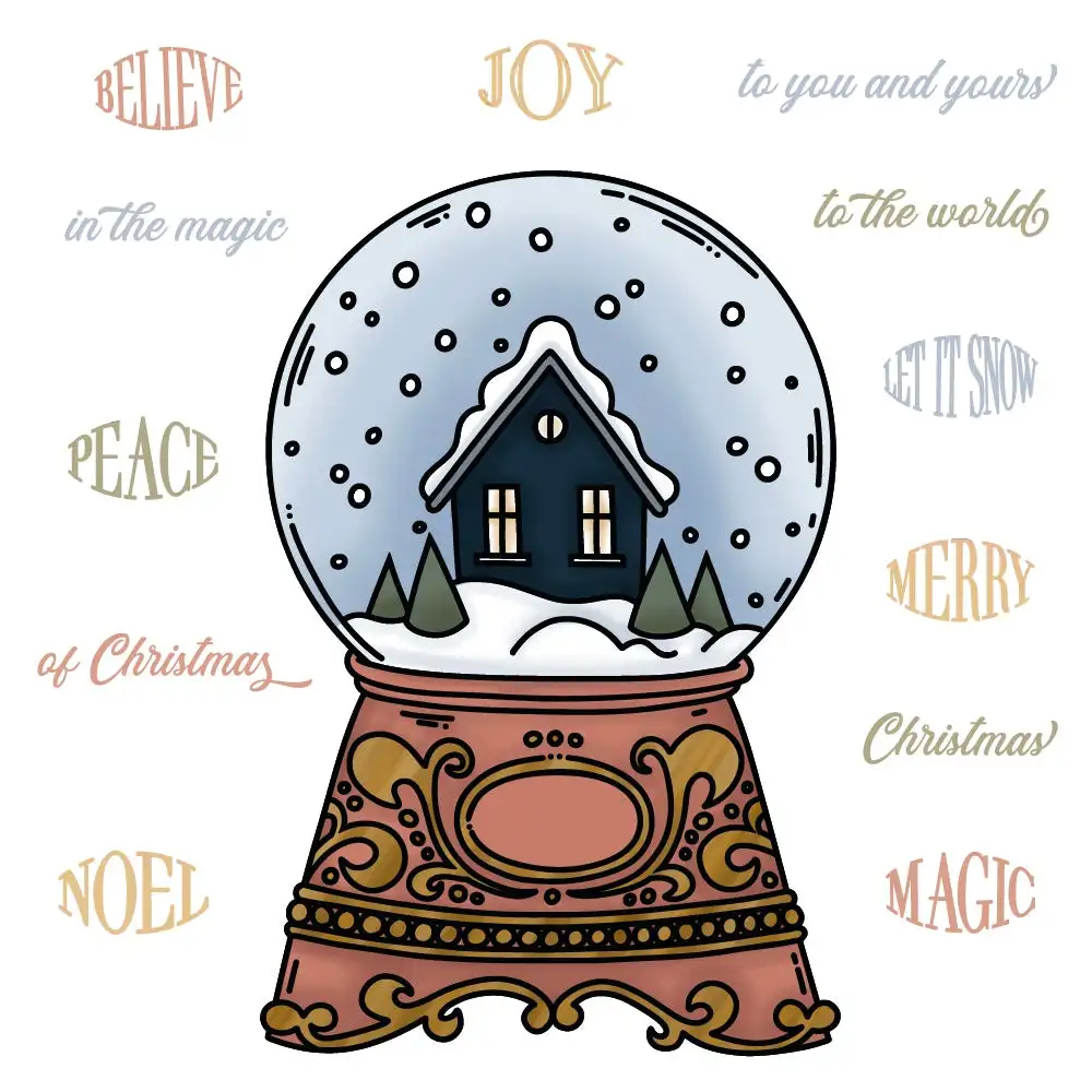 Troqueles de corte de Metal con sello transparente, chimenea, Reno, bola de nieve, lámina caliente, decoración artesanal, tarjeta para álbum de recortes, Navidad, 2024