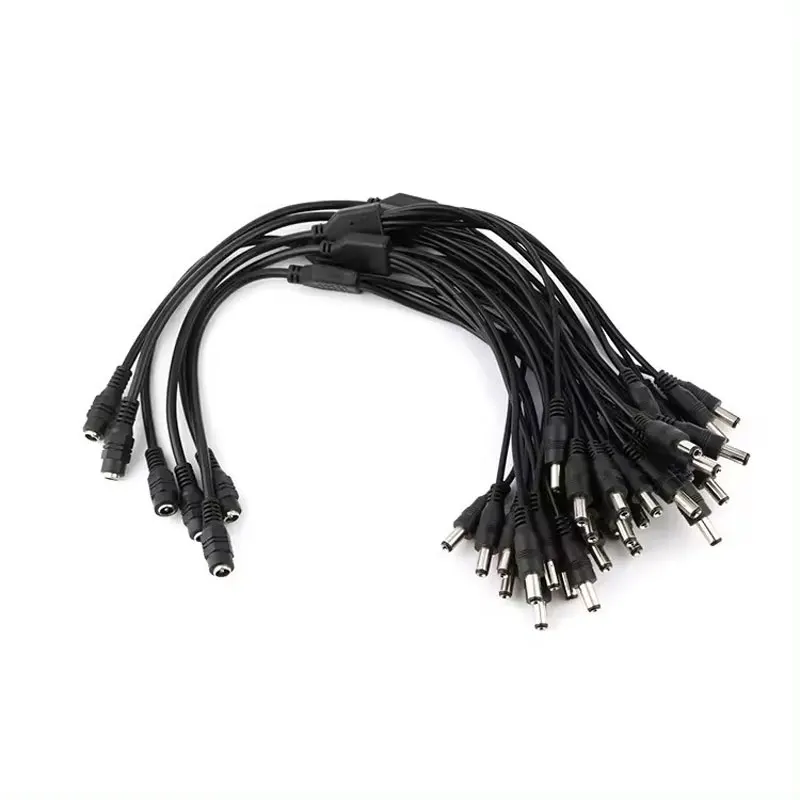 20pcs Female 1 To 6 Male Port ,DC Cable,Female To Male Plug DC Power Splitter Adapter Power Cable For CCTV Camera 5.5 X 2.1mm