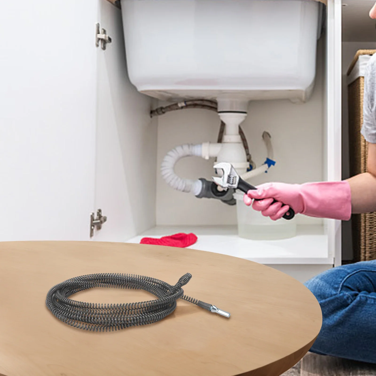 

Электрическая дрель, совместимая с 13-футовой пружинной инструмент для дноуглубительных труб для сантехники, канализационной ванны и разблокировки слива душа