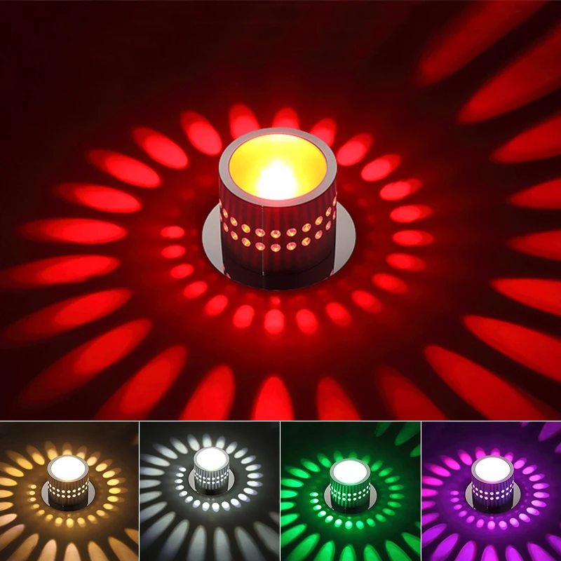 Dimmable/N 3W LED Spiral Wall Lamp Indoor Recessed Ceiling Light Fixture Flush Surface Mounted Hallway Aisle Hotel Living Room