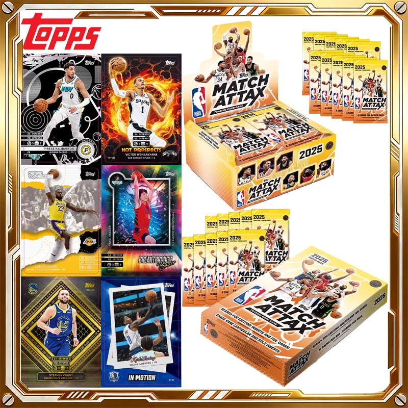Caja Misteriosa de Tarjetas de Baloncesto TOPPS NBA Match Attax 2025, Paquetes de Tarjetas Coleccionables de Anime, Juego de Cartas, Regalos de Cumpleaños y Festivos para Niños