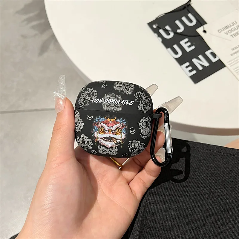 Earphone Case For Edifier Magic Anc,Cute Cartoon Cool Lion pattern design soft Headset Case with KeyChain For Girls Boys