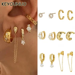 KEYOUNUO Gold Silver Filled Earcuffs Star Zircon Hoop Earrings For Women Dangle Stud Earring Fashion Party Jewelry Wholesale