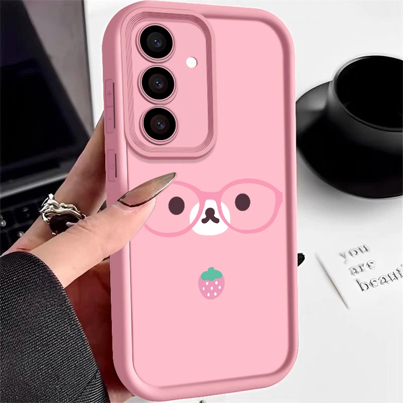 Cute Bear Pattern Phone Case For Samsung Galaxy A18 A57 A37 A27 A56 A16 A17 A55 A54 A26 A36 S26 FE S25 S24 S23 Ultra Soft Cover