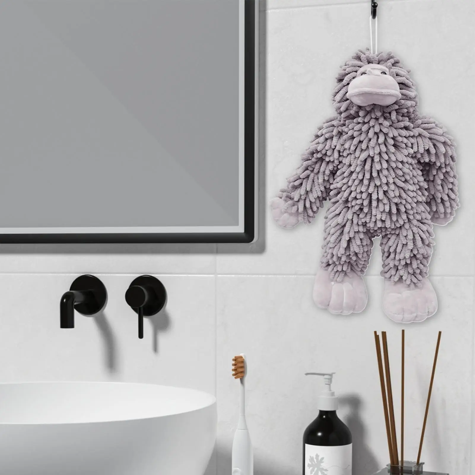 Chenille Hand Towel Highly Absorbent Animal Washcloths Hand Bath Towels With Loop For Bathroom Washroom Preschool Gym Pool Beach
