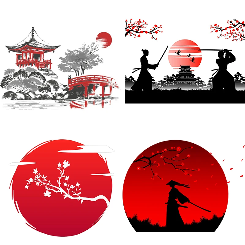 Transparent Background Decoration For Japanese Art With Ancient Design Of Samurai Training Wall Sticker Mural Living Room Decal