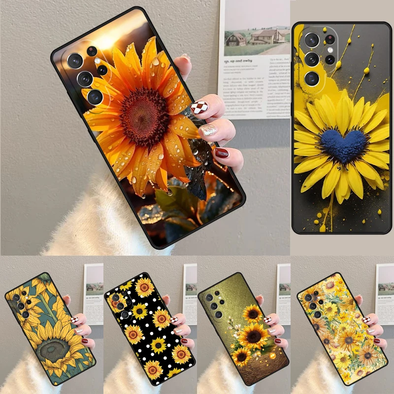 Beautiful Yellow Sunflower soft Phone Case for Samsung Galaxy note 10 pro S26 Ultra S23 S24 FE S25 S21 S22 PLUS shockproof Cove