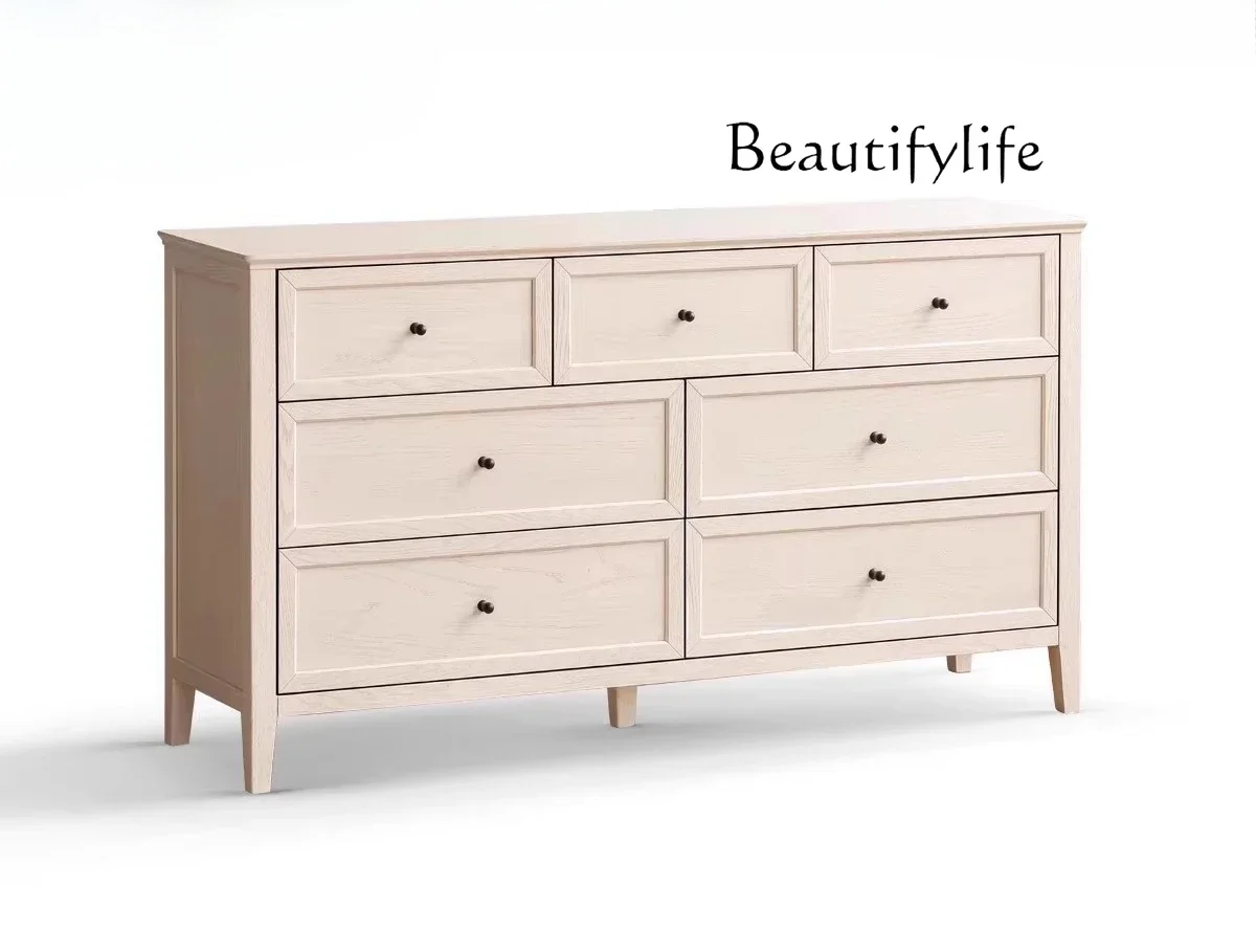 

Nordic cream style solid wood chest cabinet household modern simple chest of drawers