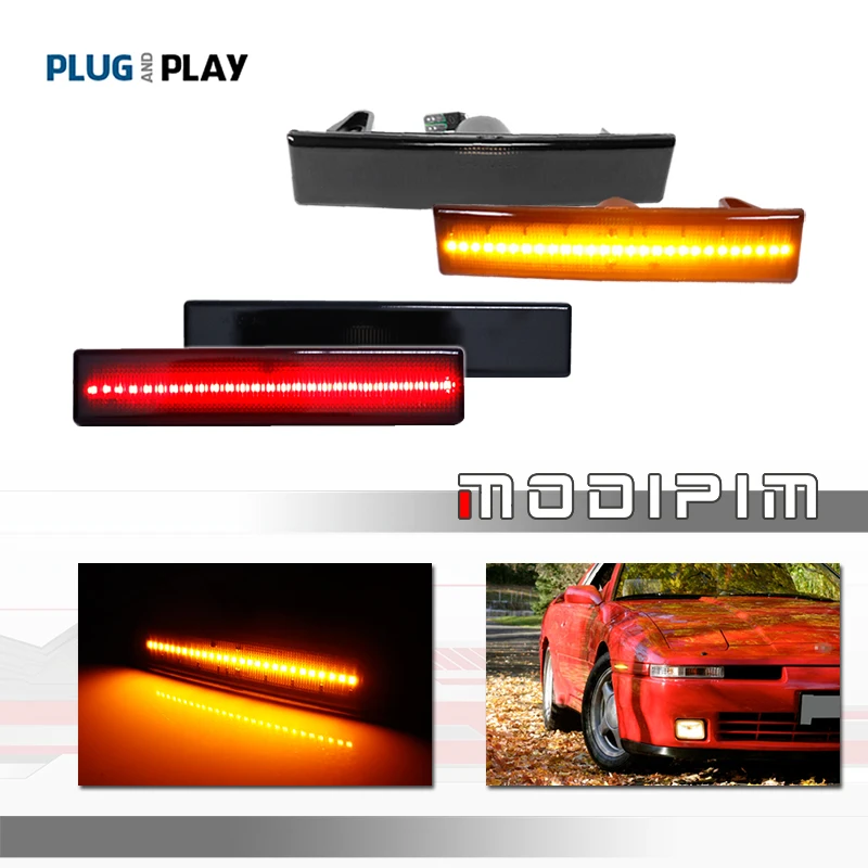 

Car Front Amber Rear Red / White LED Bumper Side Marker Turn Signal Lights For 1986-1992 Toyota Supra MK3 A70 Fender Flare Light