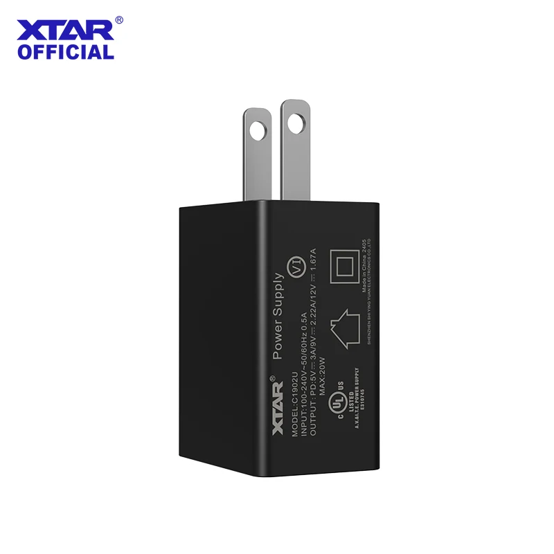 Universal XTAR PD20W Adapter | US/EU/UK/JP/AU 20W Fast Charge Multiple Plugs Safe & Compact Perfect for XTAR Chargers