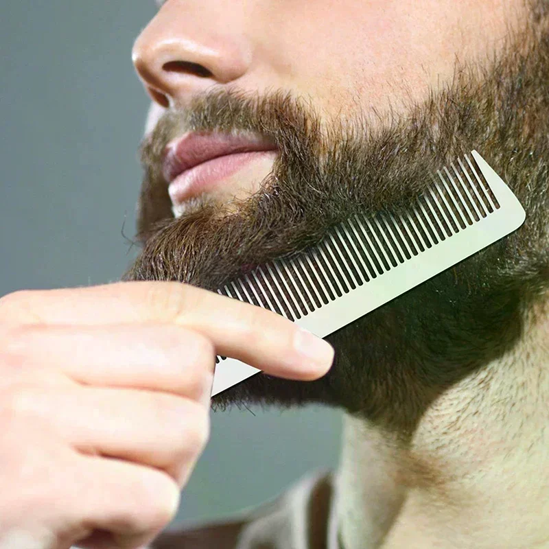 Professional Stainless Steel Silver Hairdressing Comb Anti-static Men Haircut Clipper Ultra-thin Comb Salon Styling Tool Barber