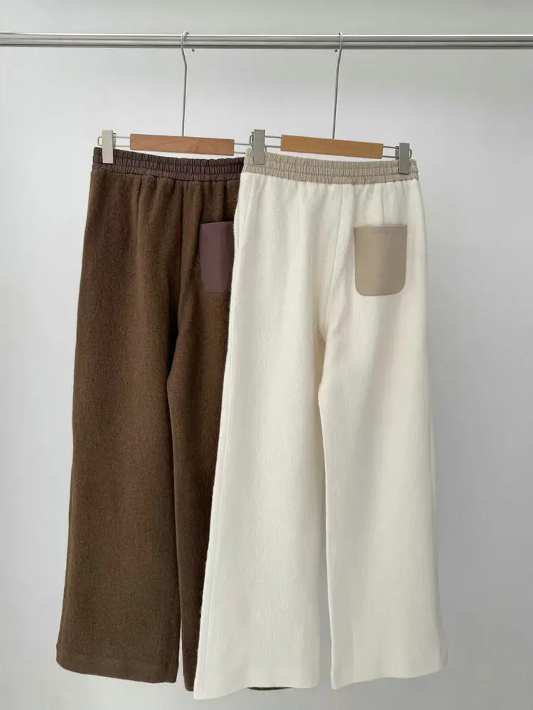 Costume décontracté en laine mélangée B * C pour femme, pull à capuche, veste avec pantalon à taille ample, costume deux pièces, automne hiver 2025