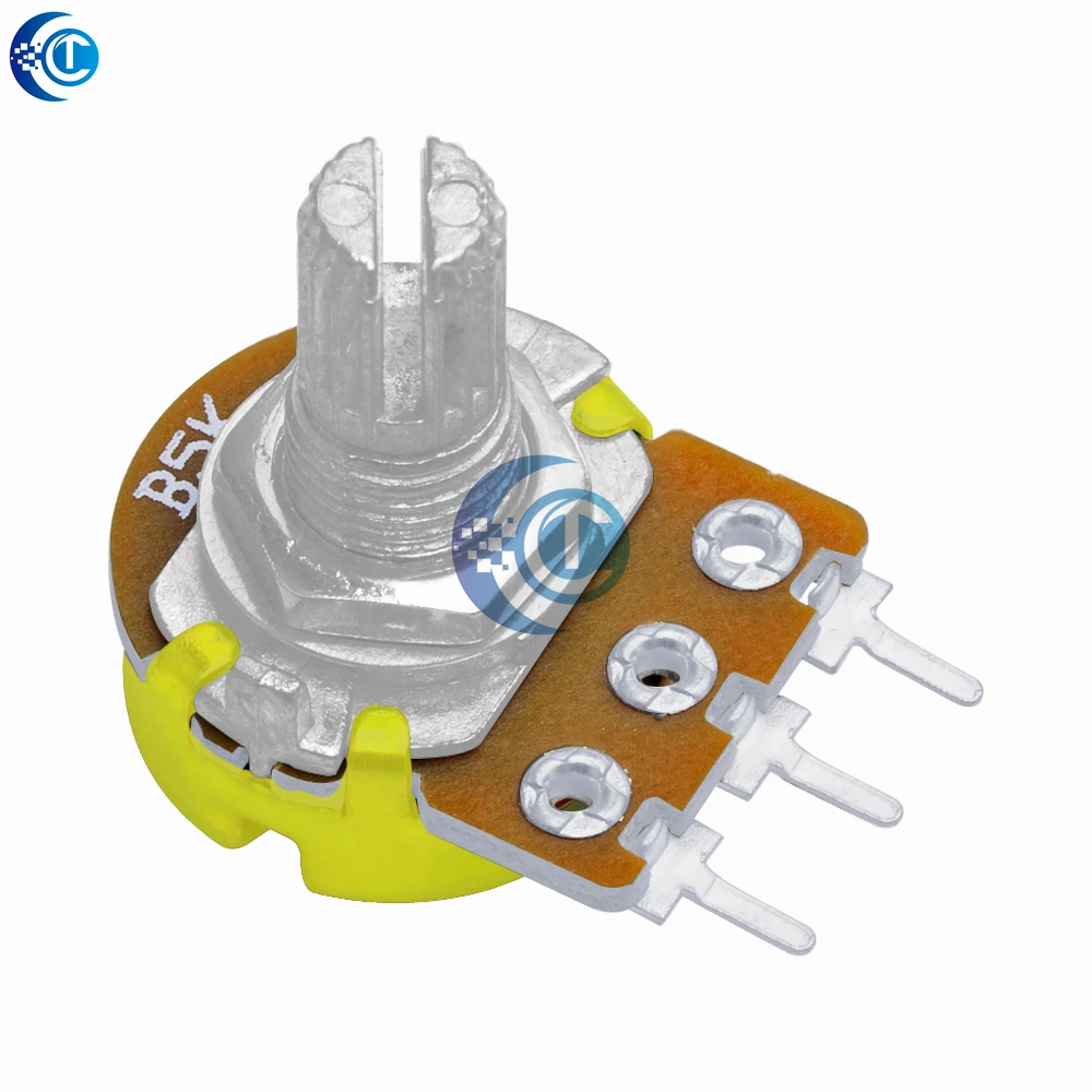 Circuit Tuning Potentiometer (1PC) - WH148 15mm Shaft 3-Pin with Mounting Nuts/Washers, B1K~B1M