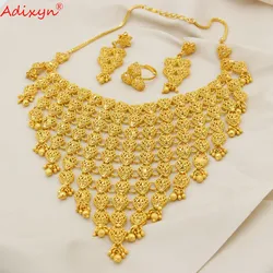 Adixyn Dubai Gold Color Copper Jewelry Sets For Women Earrings/Ring/Necklace Indian Nigeria Arab Bridal Wedding Party Gifts