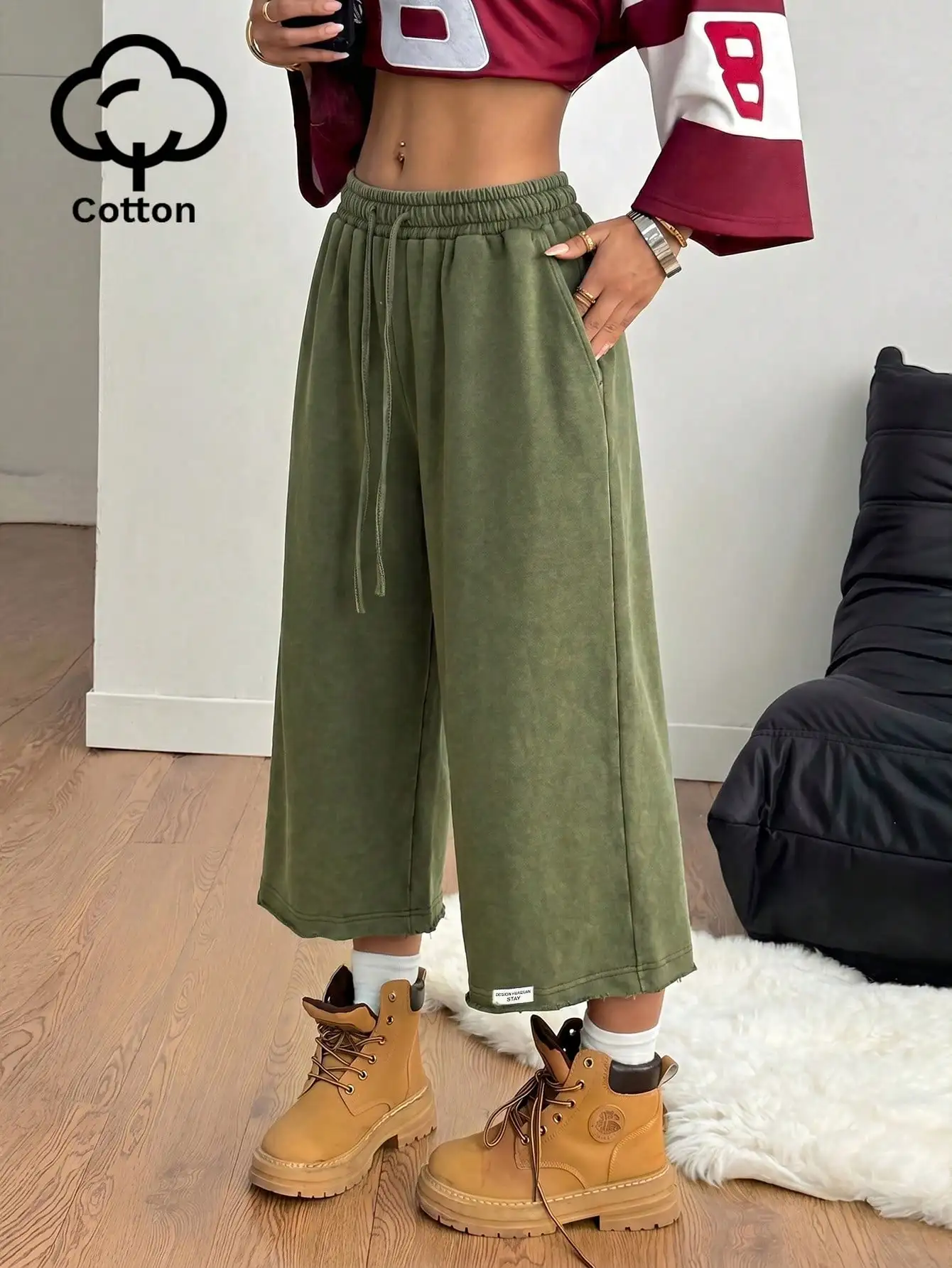 Shorts en jean effet délavé vintage Coolane pour femme, confortables, vert, style streetwear d'été