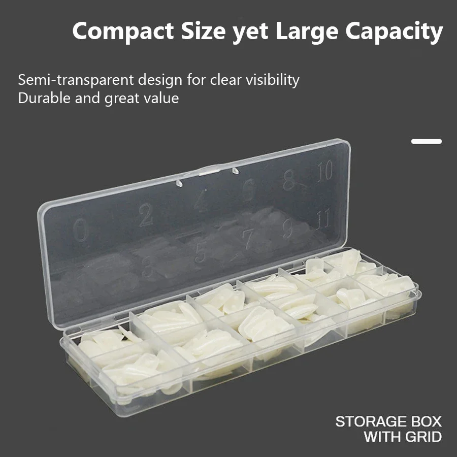 12-Grid Nail Tip Storage Box, Organizer for Nail Art Jewelry Rhinestones, Craft Supplies