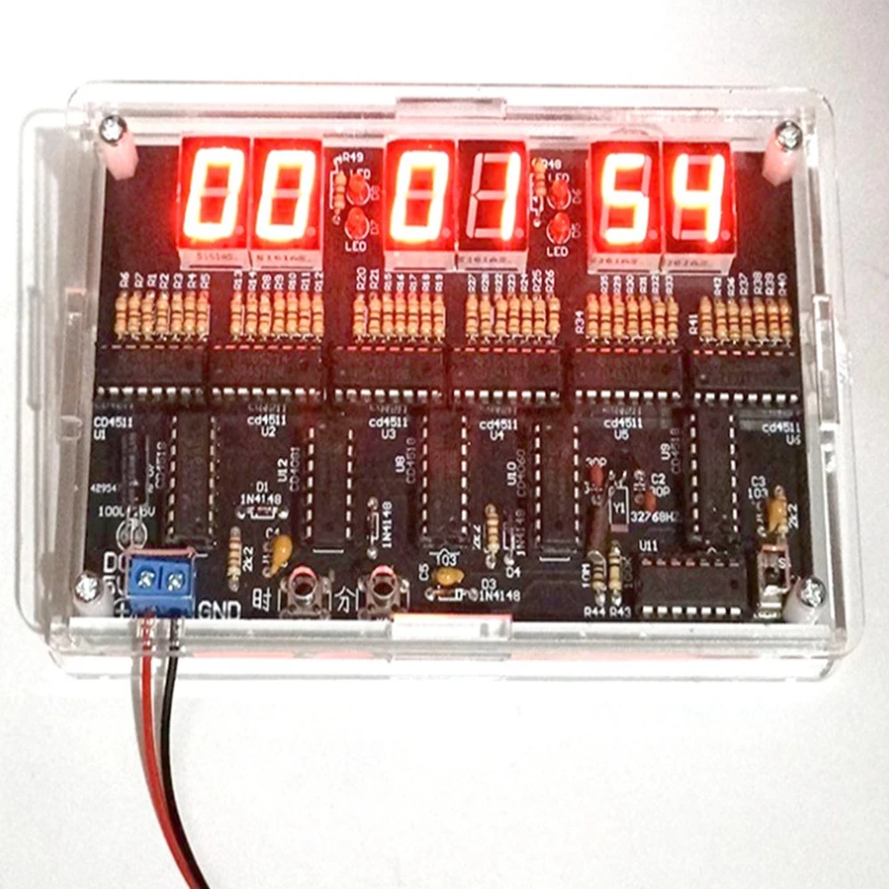 Electronic Clock DIY Kit Parts Teaching of 6-digit electronic clock Practical welding production DIY DC4.5V-5.5V