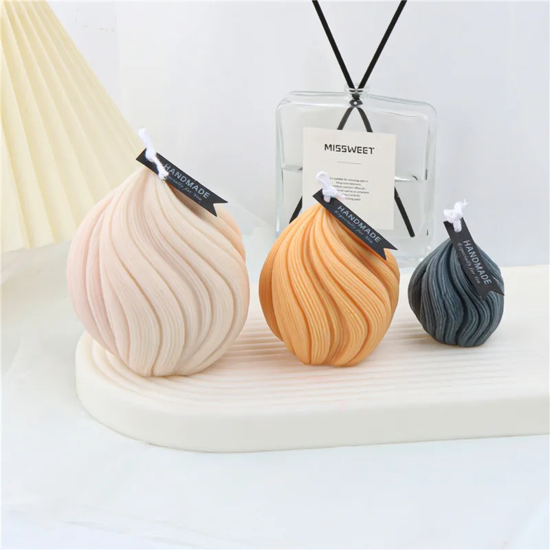 

Striped Peach Silicone Candle Mold for DIY Aromatherapy Candle Plaster Ornaments Soap Epoxy Resin Mould Handicrafts Making Tool