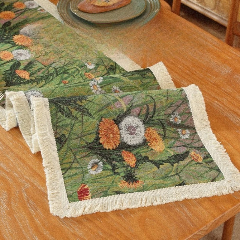Vintage green table flag tablecloth TV cabinet long tail towel household