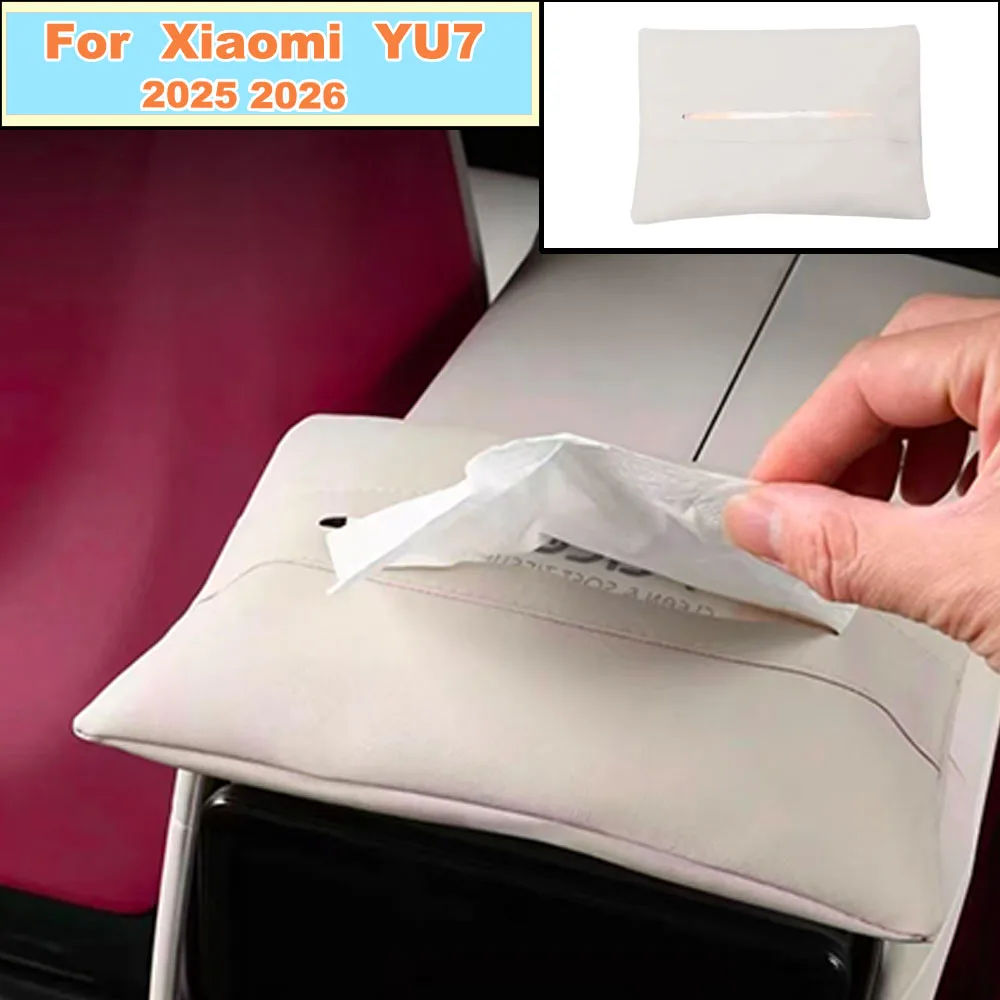 

Center Console Armrest Magnetic Tissue Bag For Xiaomi YU7 2025-2026 Nappa Leather Car Tissue Box Auto Interior Decoration Access