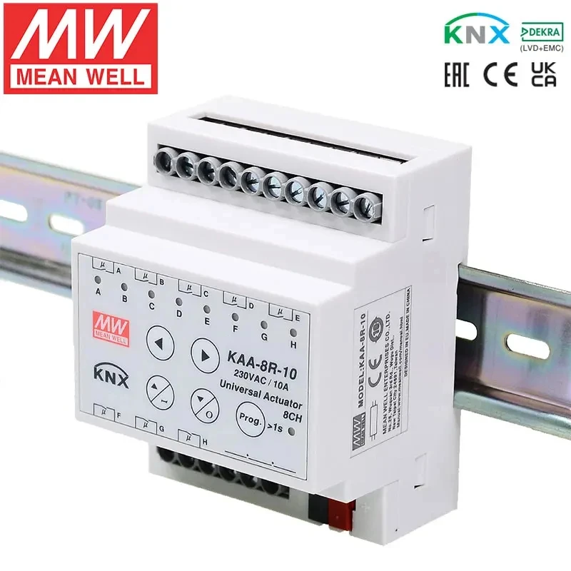 

Mean Well KAA-8R-10S KAA-8R-S MEANWELL 10A 16A 8 Channel Universal EIB KNX Actuator for Lighting Building Automation