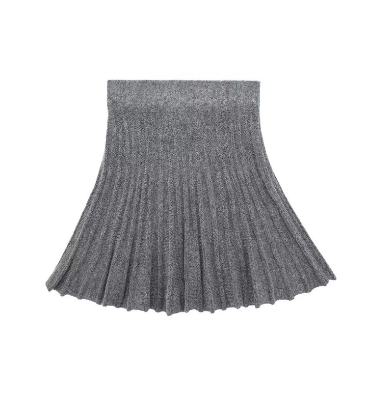 

2023 Autumn Winter New Sle Women's Slimming Versatile Folded Knitted ort Skirt High Waist Pleated All-Match f Bod...