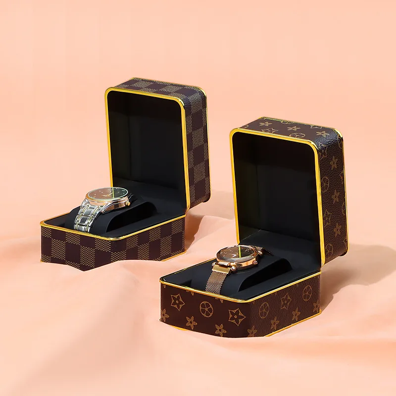 High-end Watch Box Flip Cover PU Leather Watch Packaging Box  Men And Women General Watch Storage Box