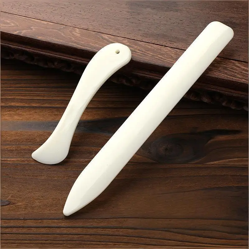 Leather Craft Bone Folder 2Pcs Hand Sewing Tool Scoring Folding Creasing Edges For Leather Paper Plastic Handmade Projects