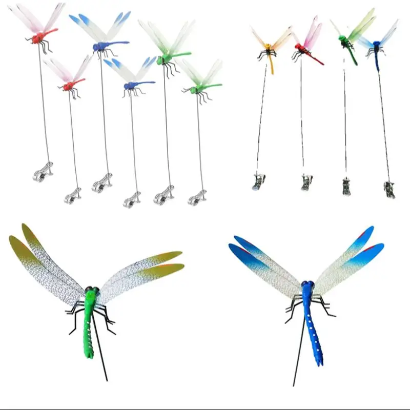 Simulation Dragonfly Clip Bug Deterrent Dragonfly Hat Clip Dragonfly Garden Decor Clip-On Outdoor Garden Dragonfly Decoration