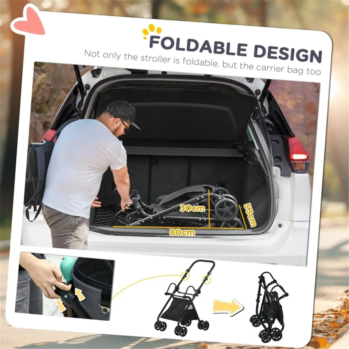 

Compact Dog Stroller & Small Animal Cage - Portable for Easy Travel (Not Available on)