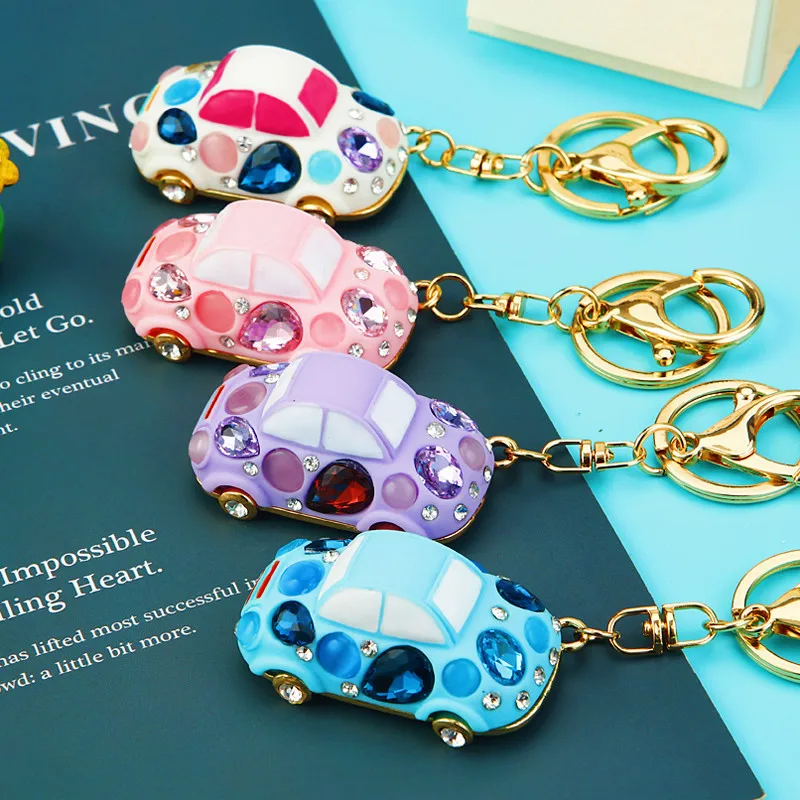 Hot Sale Crystal Car Key Chain New Metal Varied Key Holder Fashion Bag Charm Accessories Rhinestones Lovely Keychain