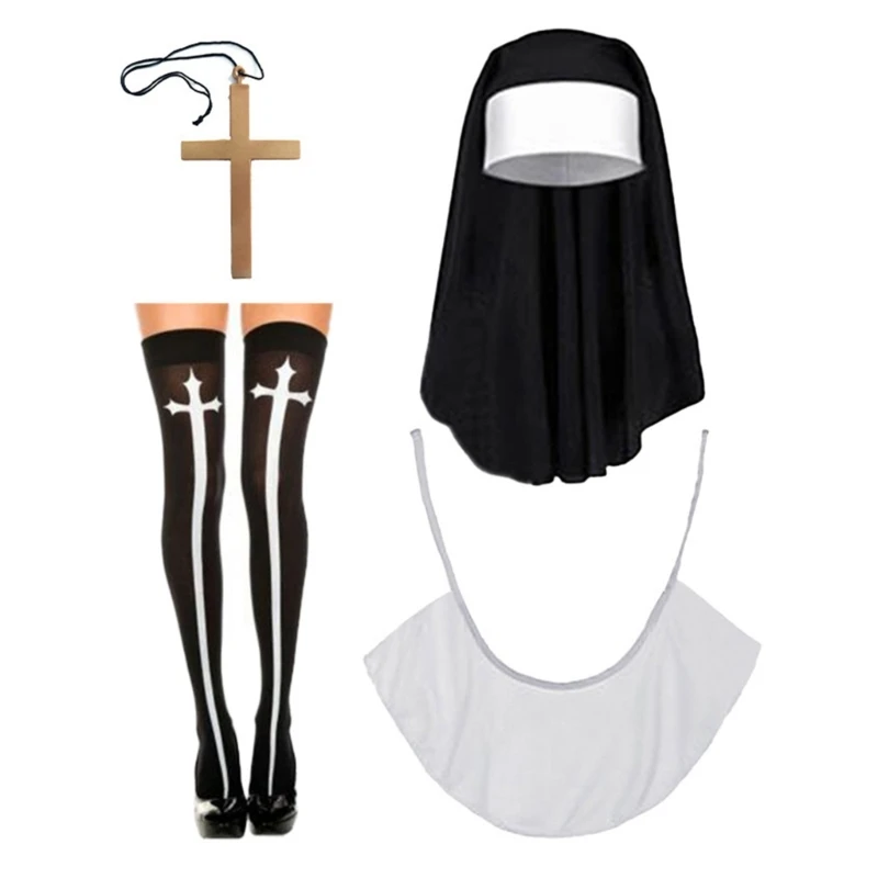 The Nun Costume Halloween Cosplay Costume Accessories 2/3/4 pcs Set 5