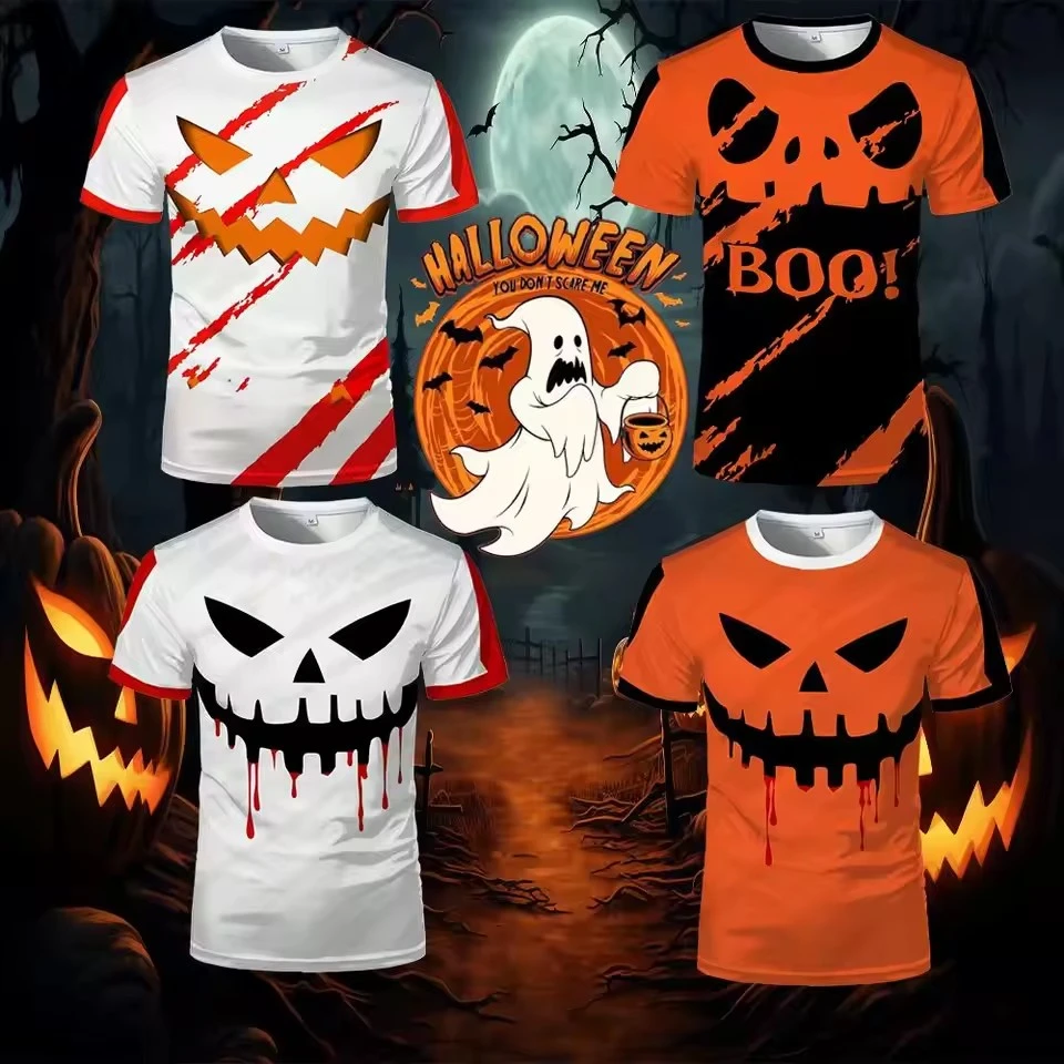 

Хэллоуин Ужас Тыква Графическая Футболка Мужчины Женщины Модные Винтажные Футболки Фестиваль Забавная Вечеринка Косплей Y2K Одежда Детские Топы