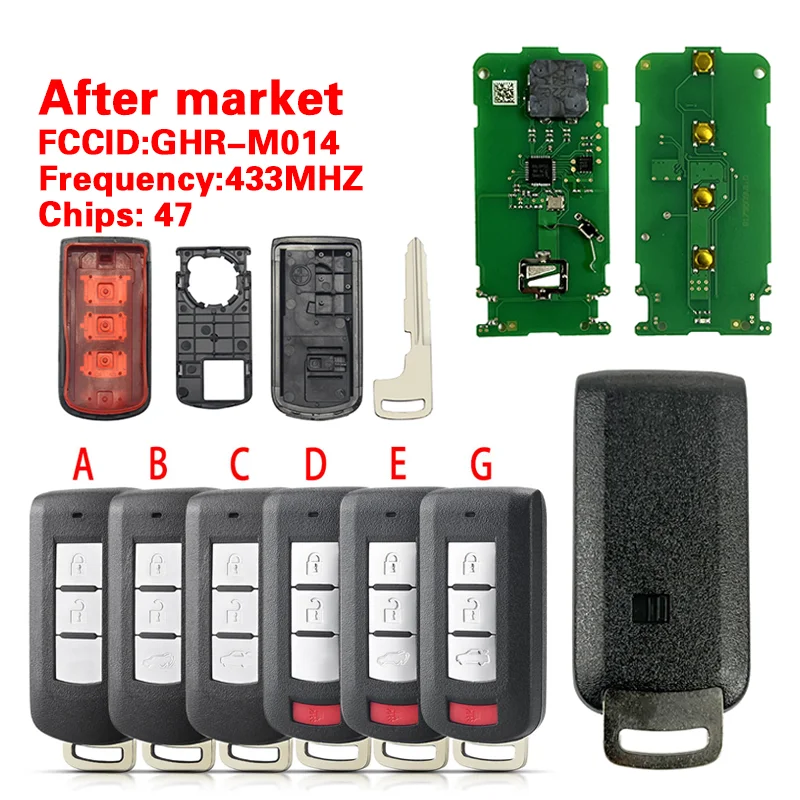2018 -2019 para mitsubishi xpander elipse cruz chave inteligente GHR-M014 id47 chip 434mhz chave aftermarket
