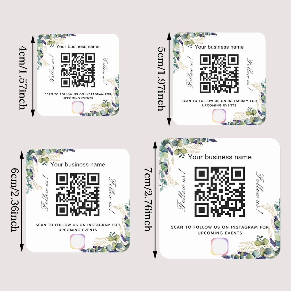 Picture 3: 50pcsCustomizable enterprise website logo QR code stickers - square design, personalized text, social media links label