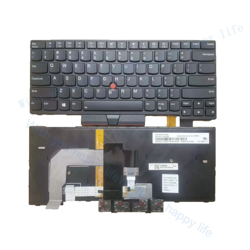 

v+ 01AX487 FOR Lenovo Thinkpad T470 A475 T480 Keyboard US Backlit 01AX528 01AX569