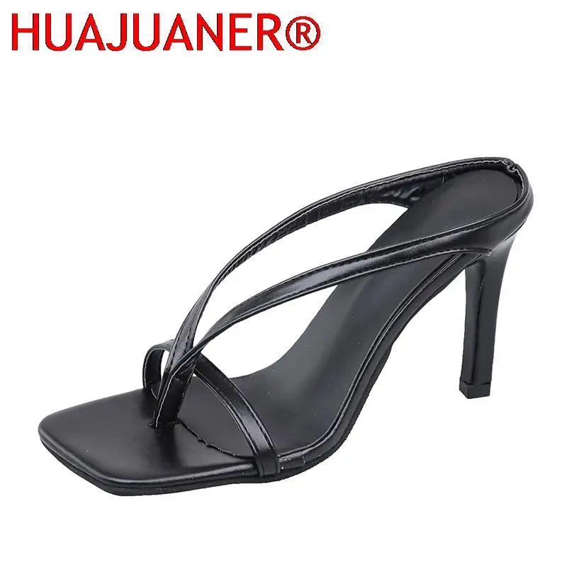 2023 New Slipper High Heels Shoes Fall Best Street Look Females Square Head Open Toe Clip-On Strappy Sandals Women