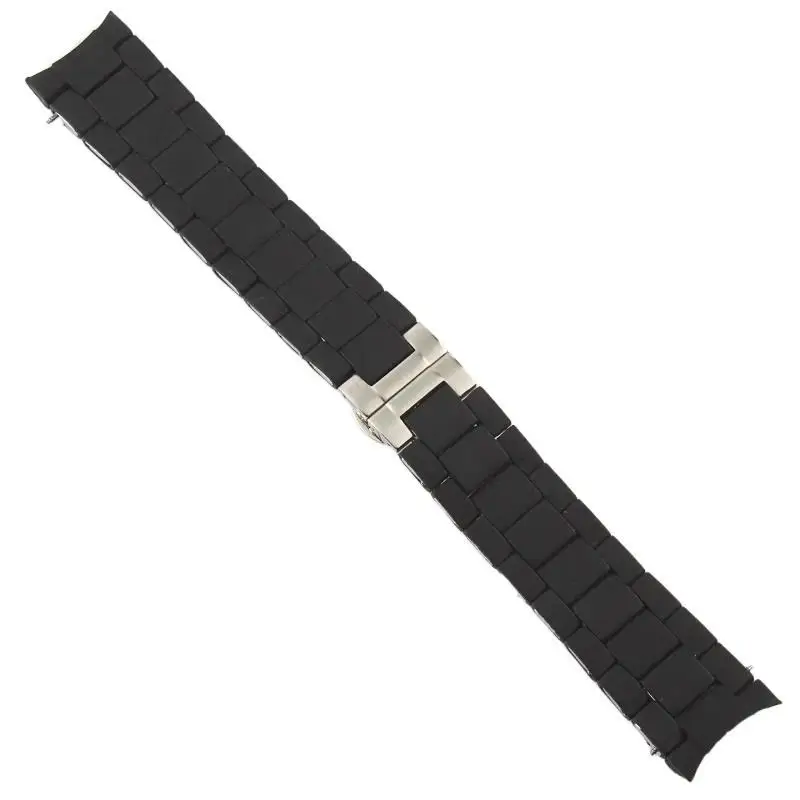 SCHIK Classical 20 23mm Silicone Cover Solid Stainless Steel Watchband For Armani AR5858 5943 5941 5867 5981 Deployment Clasp