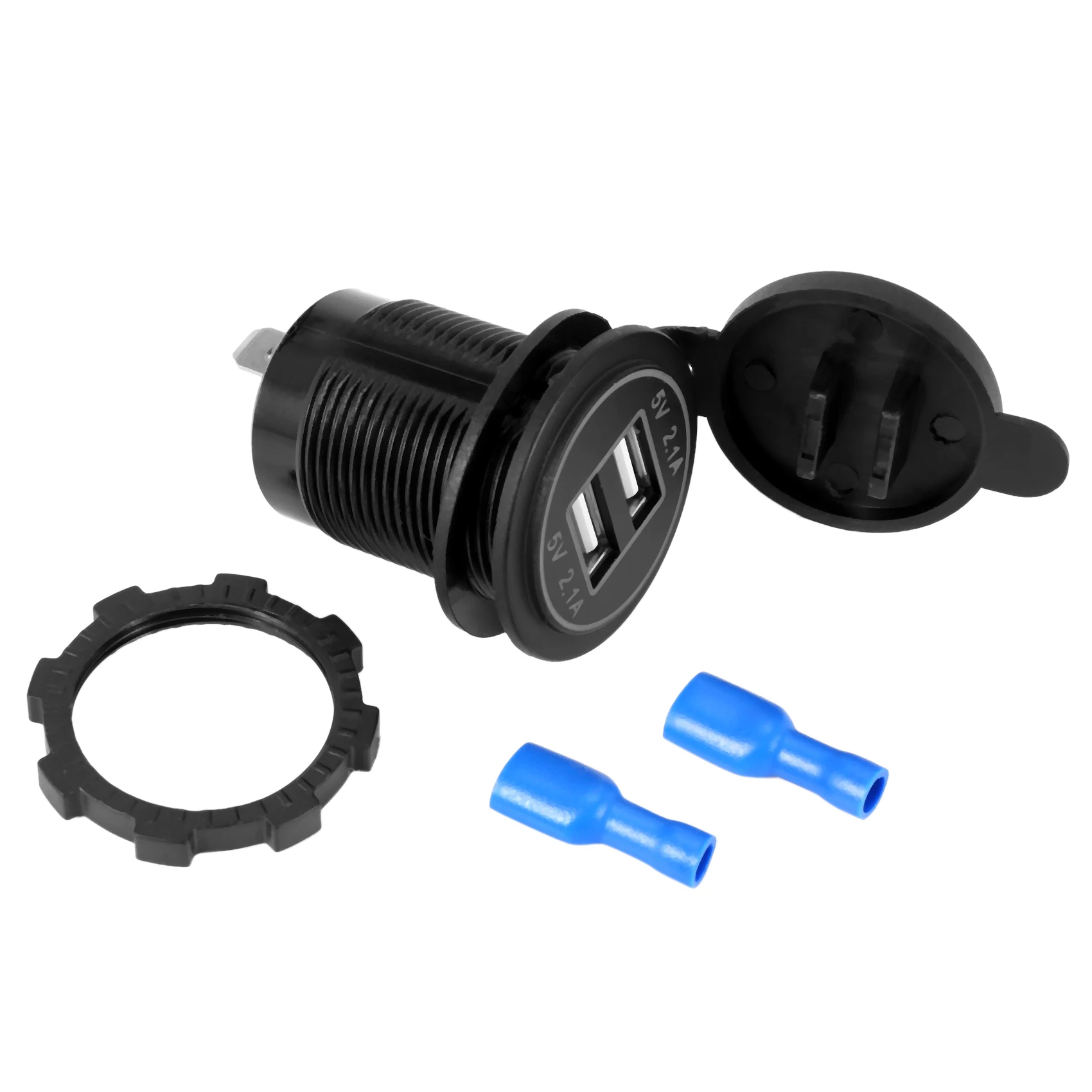 Presa di corrente adattatore presa di corrente doppia 2USB 5V 4.2A per auto moto 12V 24V (blu) G