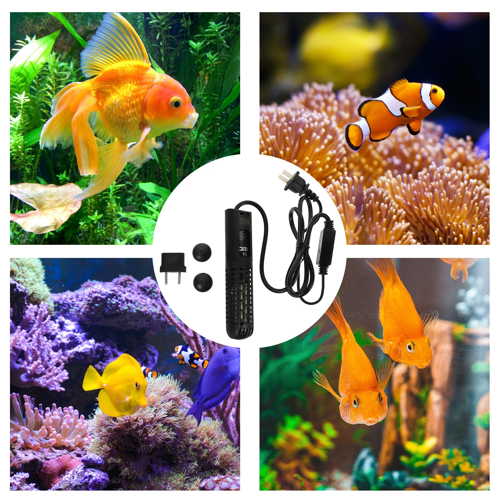 

Adjustable Aquarium Heater Fish Tank Accessories Submersible Constant Temperature Stick Heating Rod For Fish Tank With Eu Plug